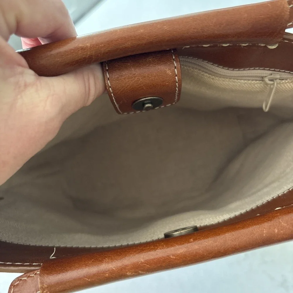 FOSSIL Vintage Luggage Brown Leather Shoulder Bag Purse Clutch Hobo Bucket Boho